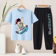 3-14years mùa hè cho trẻ em bé trai ngắn tay hoạt hình t Áo sơ mi + quần