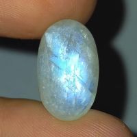 พลอย หลังเบี้ย มูนสโตน มุกดาหาร เหลือบ ฟ้า น้ำเงิน ธรรมชาติ แท้ ( Natural Blue Flash Moonstone ) หนัก 8.09 กะรัต