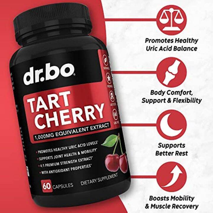 Pre Order Tart Cherry Extract Capsules Supplement Purge Uric Acid Flush Cleanse Antioxidant 6785