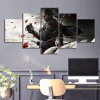 Ghost Of Tsushima Samurai โปสเตอร์ Wall Art Room Decor ภาพ Gamer ภาพวาดผ้าใบ