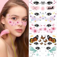 【YF】 1Pcs Glitter Butterfly Tattoo Temporary Waterproof Body Sticker Rainbow Face Make Up Festival Accessories Disposable