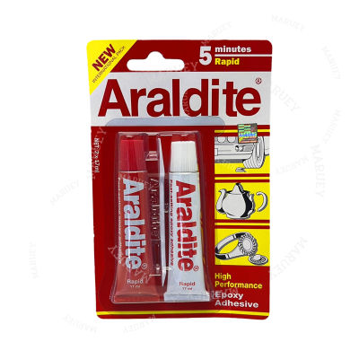 กาวอาราไดร์ Araldite แห้งเร็ว แดง-ขาว 5 นาที กาวอีพอกซ์ซี่แบบผสม (สีใส) แห้งเร็ว 5 นาที (Min.)