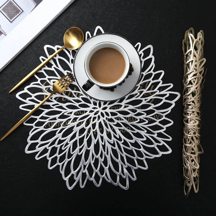 64ชิ้น-placemats-กลมร้านอาหารกลวงพีวีซีตกแต่งอาหารเสื่อป้องกันความร้อนโต๊ะรับประทานอาหารสายเสื่อสเต็กแผ่นแผ่นดอกไม้
