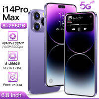 โทรศัพท์ราคาถูก ยี่ห้อใหม่ i14 ProMax(H208)(8G RAM + 256G ROM) สมาร์ทโฟน 5G 6.8นิ้ว รองรับ Dual SIM Bluetooth, Android11.0 มือถือ Mobile phoneระบบนำทาง GPS, การจดจำใบหน้า