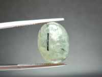 พลอยหลังเบี้ย ไหมเขียว (Green Rutilated Quartz)  น้ำหนัก 12.61 ct. ขนาด 11.9*7.4*15.7mm. พลอยแท้ 100% เนื้อดี ราคาถูก