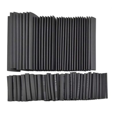 127pcs Black Heat Shrinkable Tube Cable Insulation Sleeve Waterproof Electronic Lated Polyolefin Sheathed Shrink Tubing Electrical Circuitry Parts
