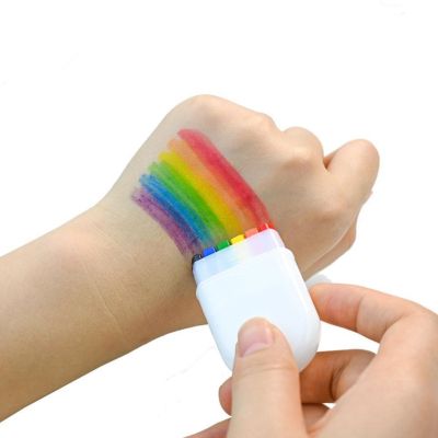 【YF】 6 Colors Rainbow Face Body Paint Stick Painting Paste Long Lasting Skin-friendly Washable Tattoo Colored Oil Pigment Pen