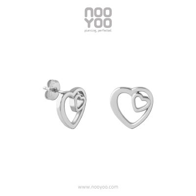 NooYoo ต่างหูสำหรับผิวแพ้ง่าย Inside Heart Surgical Steel