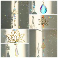 SERAGH โมบายกระดิ่งลมดอกบัวปริซึมจี้คริสตัลโลหะแขวน Sun Catchers บ้าน