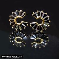 Inspire Jewelry ,ต่างหูนิล ตัวเรือนหุ้มทองแท้24K รูปแบบงาน Design งานปราณีต สวยหรู พร้อมถุงกำมะหยี่