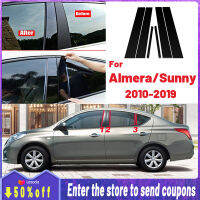 รายละเอียดสินค้าคุณภาพสูง6ชิ้น Glossy Black Car Door Window Center BC Pillar Post Stickers Trim External Decoration Films Auto Accessories For Nissan Almera/Sunny 2010 2011 2012 2013 2014 2015 2016 2017 2018 2019