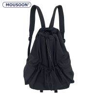 MOUSOON กระเป๋าเป้สตรีสไตล์ญี่ปุ่น Drawstring แฟชั่นขนาดใหญ่ความจุสบาย ๆ กระเป๋าเป้ไนลอนน้ำหนักเบา