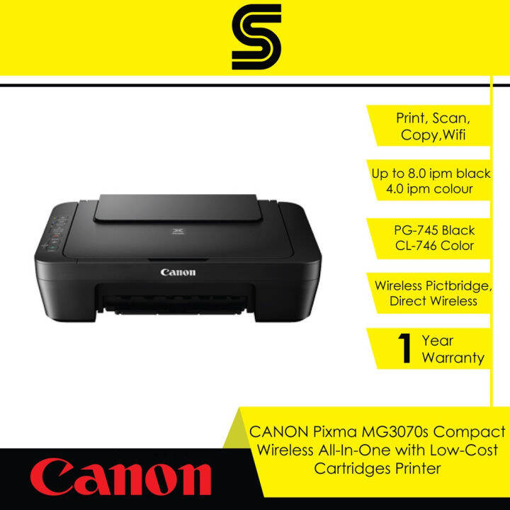 CANON Pixma MG3070s Compact Wireless All-In-One With Low-Cost ...