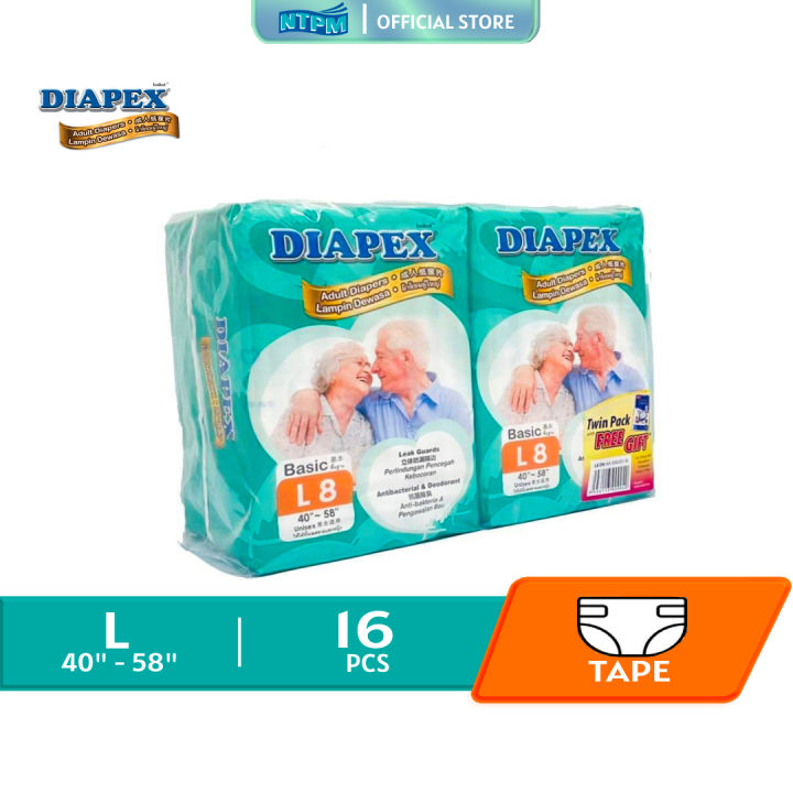 Diapex Adult Diapers L 8pcs ( 2IN1) Free Disposable Under pad 1PC | Lazada