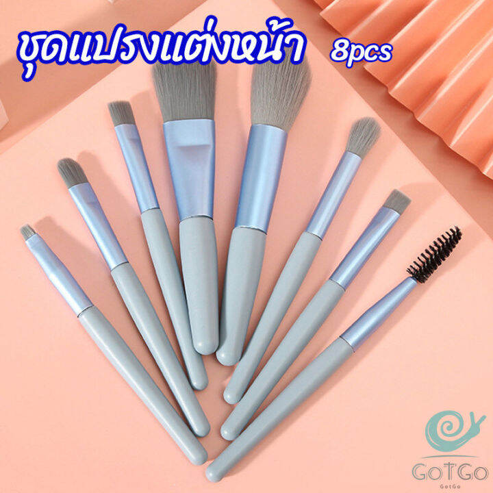 gotgo-ชุดแปรงแต่งหน้า-8-ชิ้น-แปรงคิ้ว-แปรงปัดแก้ม-makeup-brush-set