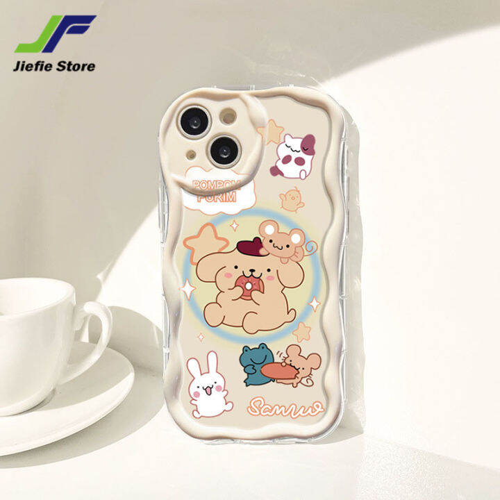 เคสการ์ตูนรูปสุนัขน่ารักดีไซน์ใหม่-jiefie-สำหรับ-oppo-reno-4-reno-4-pro-reno-5-reno-6-reno-8-reno-7-reno-8t-ครีมขอบคลื่น-tpu