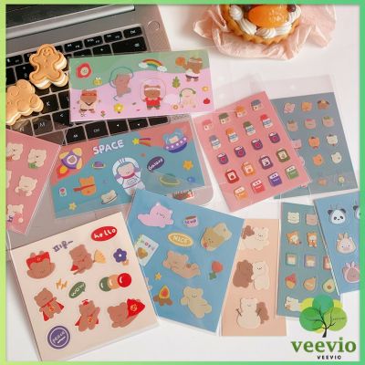 Veevio แผ่นสติกเกอร์ PVC ลายการ์ตูน น่ารัก 1 แผ่น จัดส่งคละแบบ สติกเกอร์พีวีซี Cartoon stickers มีสินค้าพร้อมส่ง