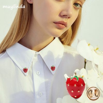 Muylinda Small Collar Pin Fruit Strawberry Enamel Pins Brooch Jewelry Fashion Girls Brooches Sweater Scarf Clip Headbands