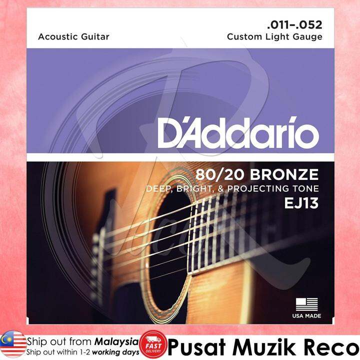 Daddario Ej13 8020 Bronze Acoustic Guitar Strings Extra Light 11 52 Lazada 3233