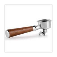 Double Spout Coffee Portafilter By with Stainless Steel Portafilters and Walnut Handle