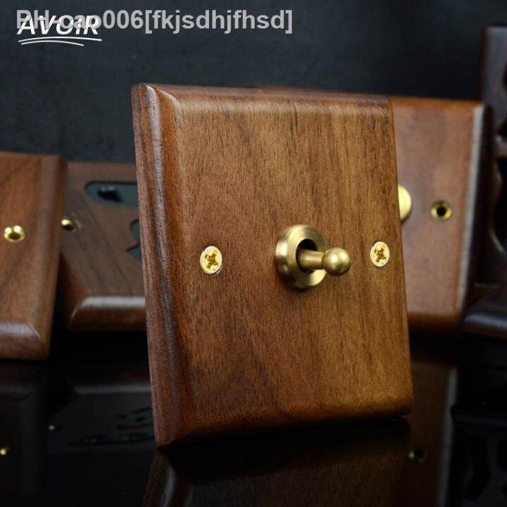 Avoir Black Walnut Toggle Switch 2 Way Solid Wood Panel Wall Electric ...