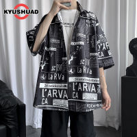 KYUSHUAD เสื้อเชิ้ตแขนสั้นทรงหลวมสำหรับผู้ชาย,เสื้อสไตล์ฮาวายสำหรับผู้ชายและผู้หญิงลายดอกไม้เรโทรน่ารักสำหรับฤดูร้อน