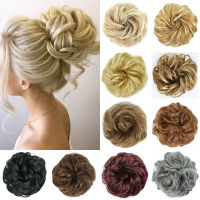 สังเคราะห์ยุ่งผมบุญ Chignon สีบลอนด์สีน้ำตาล S Crunchies ผมวงถักเปียยืดหยุ่นวิกผมหางสำหรับผู้หญิงห่อหยิกผมหางม้า