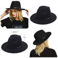 ผู้หญิงสีดำรู้สึก Fedora หมวกปีกกว้างปานามาหมวกคาวบอยผู้ชายสีทึบด้านเดียวขนสัตว์สักหลาดหมวกขายส่งฤดูหนาวฤดูใบไม้ผลิ2021