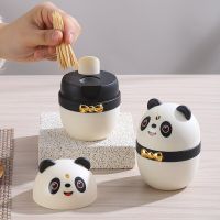 Portable Cartoon Panda Toothpick Box - Automatic Pressing Toothpick Holder  the Same Style as the National Treasure YaYa