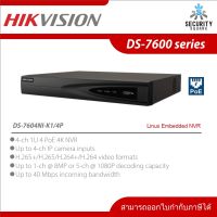 เครื่องบันทึกกล้องวงจรปิด Hikvision DS-7604NI-K1/4P NVR 4 channels