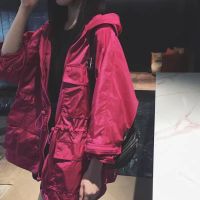 Spot parcel post Products in Stock New Solid Color Gaoding Heavy Industry Sequin Embroidery Patch High Density Thin Hood Profile Coat for Women