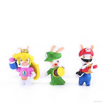 3pcs Mario x Rabbids Action Figure Mario Luigi Peach Model Dolls Toys For Kids Home Decor Gifts Collections
