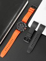 Rubber Watch Strap Suitable for LUMINOX 3749 3501 Black Orange Silicone Bracelet