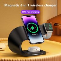 ❐∋► 3 in 1 15W Magnetic Wireless Charger Stand For iPhone 14 13 Pro Max 12 Mini Airpods Apple Watch 8 7 Fast Charging Station Holder