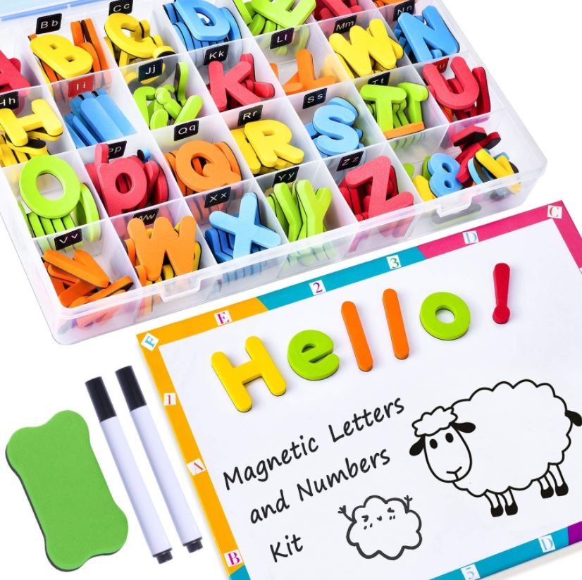 NEW 52pc MAGNETIC PLASTIC LETTERS & NUMBERS EDUCATIONAL LEARNING KIDS FRIDGE 