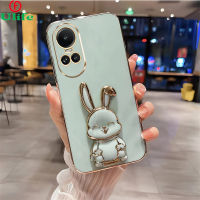 เคสโทรศัพท์เคสนิ่มสำหรับ OPPO Reno 10/10 Pro/ 10 Pro + 5G,เคสป้องกันเลนส์ตรงขอบปลอกกันกระแทกฝาครอบพร้อมตัวยึดขาตั้ง