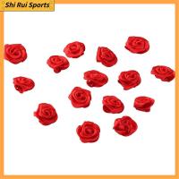 SHIRUI 50pcs 50ชิ้นค่ะ กุหลาบริบบิ้นซาติน สีแดงเเดง ริบบิ้นผ้าซาติน ดอกกุหลาบเล็กๆ ดอกกุหลาบสีแดงสด อุปกรณ์ประดับตกแต่ง ดอกไม้เล็กๆ การทำหัตถกรรมเครื่องประดับ DIY