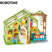 Robotime Rolife DIY ฤดูใบไม้ผลิพบดอกไม้บ้านตุ๊กตาด้วยเฟอร์นิเจอร์เด็กผู้ใหญ่จิ๋วตุ๊กตาชุดไม้ของเล่น DG154