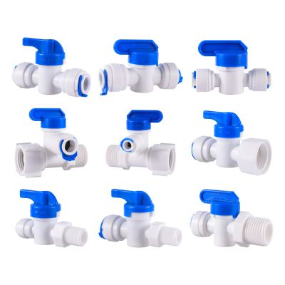 RO Water Straight 1/4" 3/8" OD Hose 1/4"BSP 1/2" Male Thread Quick Connect Fittings Plastic Ball Valve Reverse Osmosis Fitting Watering Systems Garden
