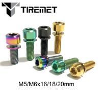 [2023ร้อน] Tiremet 6ชิ้น M5x16/18/20มมไทเทเนียม Ti หัวหกเหลี่ยมอัลเลนสลักเกลียวสกรูกับแหวนรองลำต้นสำหรับจักรยาน