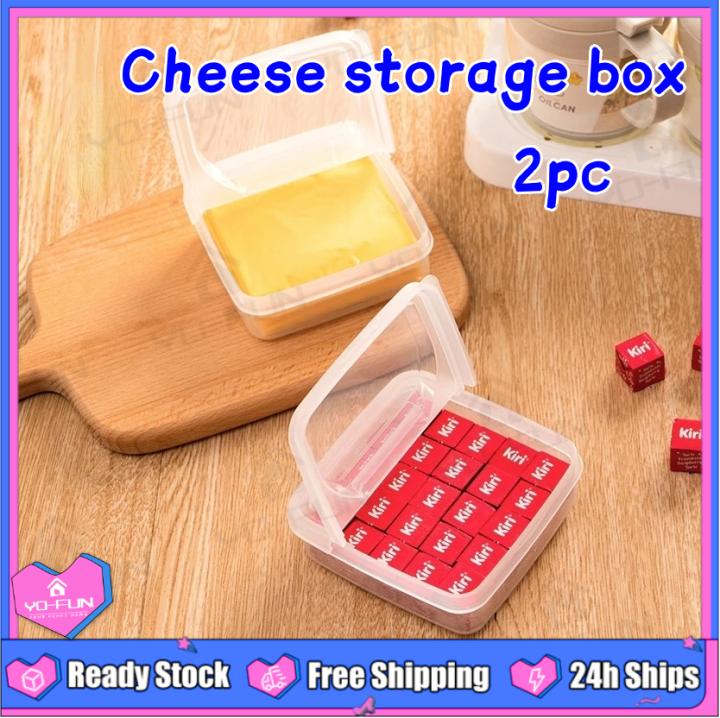2pcs Plastic Refrigerator Cheese Storage Box,Cheese Container
