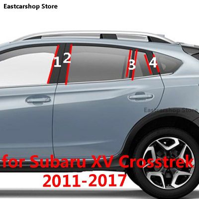 สติกเกอร์ตกแต่งขอบหน้าต่างพีซีสำหรับ Subaru XV Crosstrek 2017 2016 2015รถยนต์สติกเกอร์ลายเสา2014 2013 2012 2011