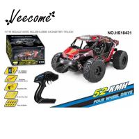 【 Veecome✨HS 4WD ของเล่นแบบไร้แปรงถ่านสำหรับเด็กผู้ชาย,ขนาด1:18 18432 Mobil Remote Control รถ RC 52กม./ชม. พร้อมของขวัญของเล่นนอกรถบรรทุกออฟโรดไฟ LED สำหรับเด็กผู้ชาย