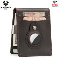 ZZOOI RFID Change Clip Layer Cow Leather Card Bag Suitable for AirTag Change Bag USD Clip Genuine Leather Mens Wallet