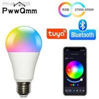 PwwQmm AC220V-110V LED E27 Wireless App 4.0 Bluetooth Smart Bulb Tuya APP Control Dimmable 15W RGB CW WW Compatible IOS/Android