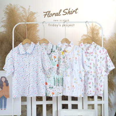 Floral Shirt เสื้อเชิ๊ตขอบทูโทนผ้าพริ้ว