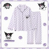 Girly Heart Kawaii Sanrio Kuromi Pompompurin อะนิเมะผ้าพันคอเสื้อผ้าน่ารัก Cinnamoroll การ์ตูนชุดนอนแขนยาวกางเกงของเล่น