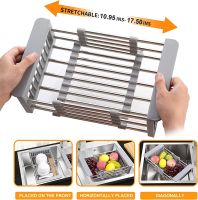 Adjustable Dish Drainer Stainless Steel Drying Rack Organizer Vegetable Washing Basket Sink Holder Kitchen Accessories