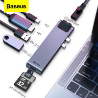 Baseus USB Type C HUB C 4K 30Hz HD RJ45 Ethernet USB 3.0 TB 3 PD Power AdapterสำหรับMacBook Pro Air USB-C Dock Splitter USBC Hub-gdsflkhsbldvsd