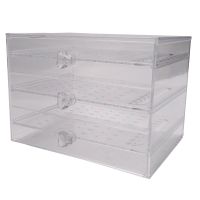 Plastic Jewelry Storage Box Earring Display Stand Organizer Holder with 3 Vertical Drawer (Transparent)